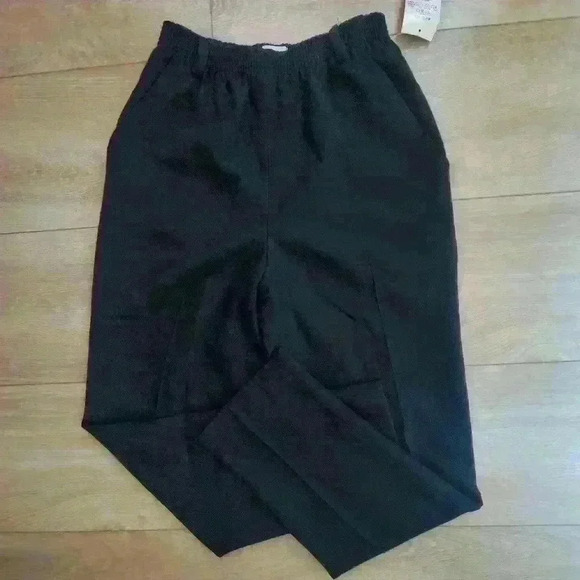 Koret vintage pants 8 NWT 100% merino wool black tapered elastic waist lined - Picture 1 of 7
